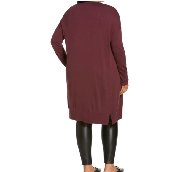 HALOGEN Long Cozy Cardigan in Wine/Burgundy/Merlot‎ - Picture 2 of 8